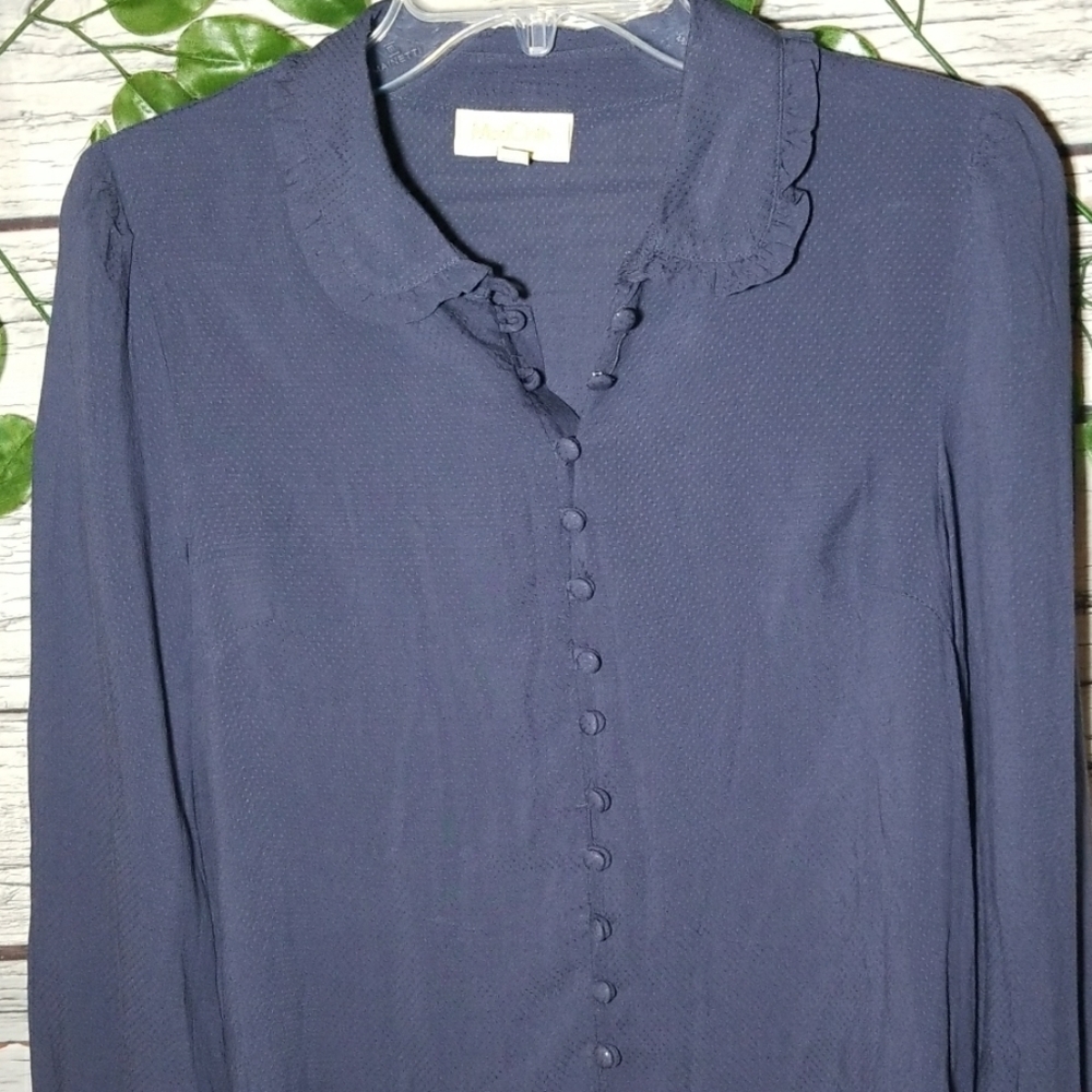 ModCloth button down collared ruffle cuffed Medium - Picture 2 of 8